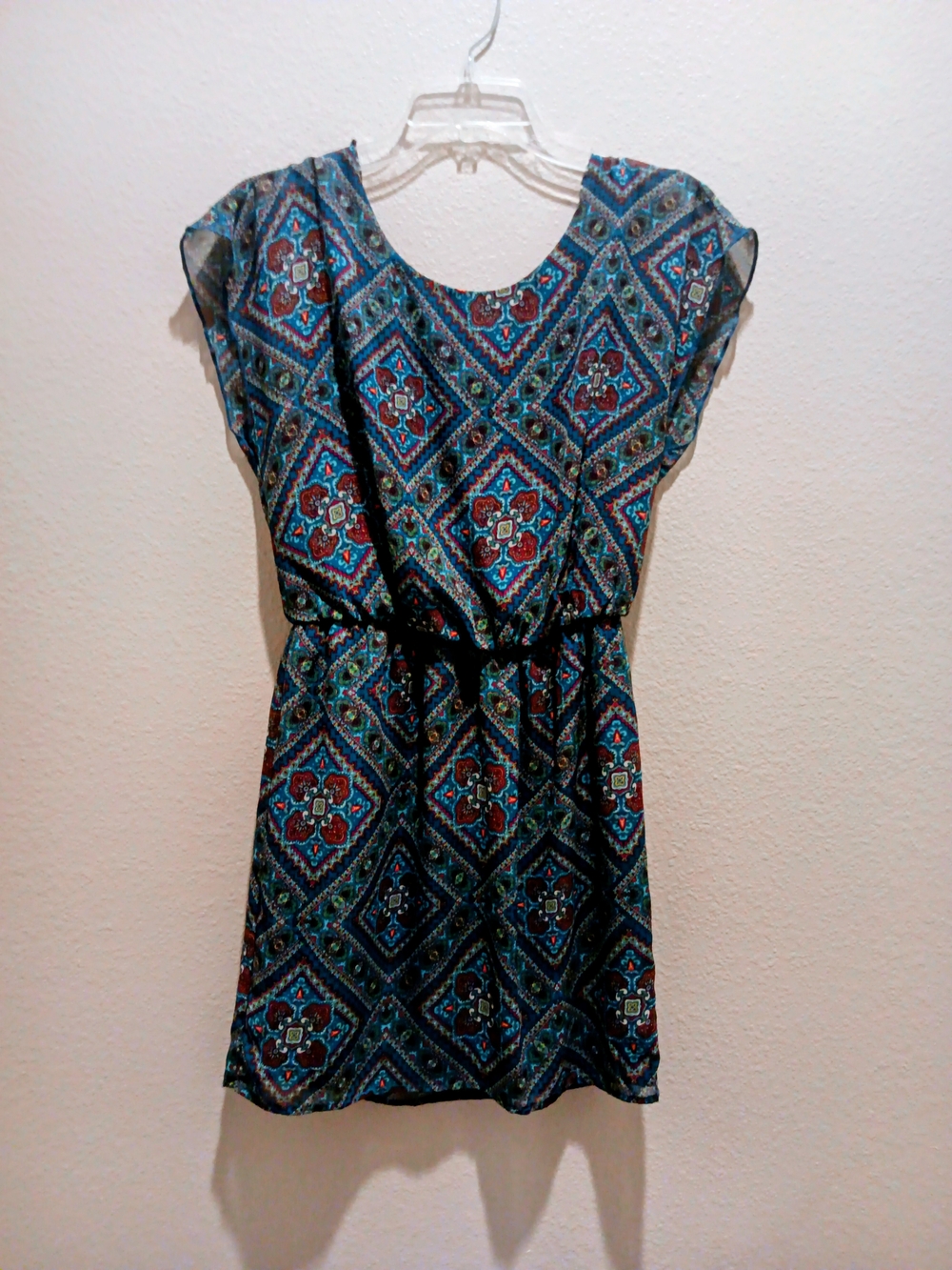 City Triangles Teal and Navy Geometric Mini Dress